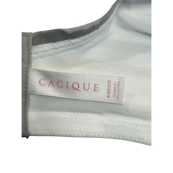 Cacique T-Shirt Bra Women 44DDD Underwire Lined Full Coverage Gray White Striped - Picture 4 of 5
